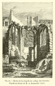 Rester av kapellet i College des Grassins; efter en teckning av M A Bonnardot, 1850 av French School