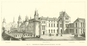Rekonstruktion av Louvrens nordvästra fasader, cirka 1610 av French School