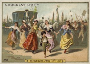 Kung Ludvig XVI:s återkomst till Paris, franska revolutionen, 6 oktober 1789 av French School