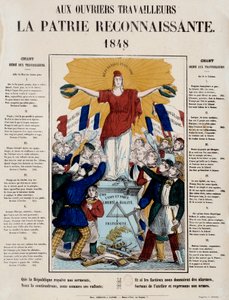 Revolutionen 1848 och födelsen av den andra republiken: manifest och sång med titeln "Till arbetare, det tacksamma hemlandet", Republique hälsas av arbetarna. 1848 Paris, Musée Carnavalet av French School