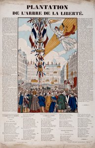Revolutionen 1848: plantering av Frihetsträdet den 25 mars 1848. Gravyr av 1848 Paris, Musee Carnavalet av French School