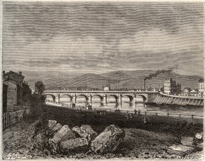 Roanne - Loire, i regionen Rhône-Alpes - gravyr i "La France illustrée: geografi, historia, statistisk administration" av V.A. Malt-Brown. 1884 av French School