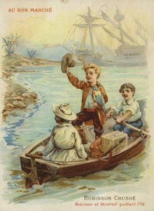Robinson Crusoe i roddbåt av French School