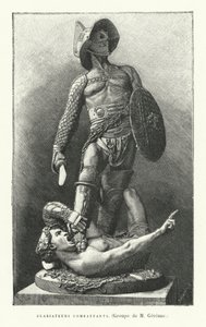 Romerska gladiatorer slåss (gravyr) av French School
