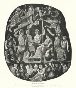 Romersk onyx cameo som skildrar kejsar Augustus apoteos (gravyr) av French School