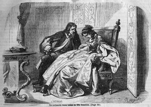 Romersk följetong: "The Green Ladies" av George Sand (Aurore Dupin, Baronne Dudevant) (1804-1876). Gravyr i "" Les bons romances"" av French School