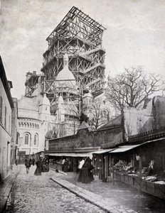 Rosenkranshandlare vid Heliga hjärtats kyrka under uppbyggnad, sent 1800-tal av French School