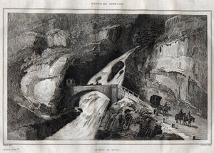 Route du Simplon - Gravyr från "" Pittoreska Italien"" av M. de Norvins, Ch. Nodier 1834-1836. av French School