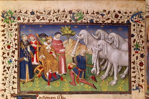 Royal 20 B. XX, fol.82v, Alexander gav vita elefanter, från 