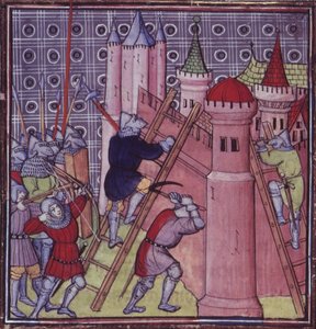 Royal 20 C.VII fol.19 Fransmännen förstör Genua, från 