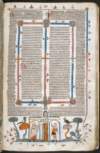 Royal MS 10 E IV, f.209r, The Painter and the Devil, från Decretals of Gregory IX med glans av Bernard av Parma (
