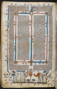 Royal MS 10 E IV, f.209v, The Painter and the Devil, från Decretals of Gregory IX med glans av Bernard av Parma (