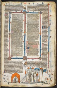 Royal MS 10 iv f.202r Attacking a Fortified Castle och Marginaldekoration, illustration från 