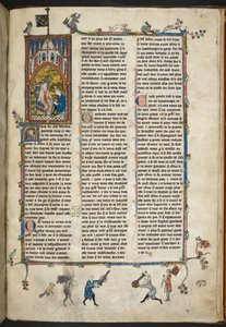 Royal Ms 14 e III f.140r Henrik II av England med skrivare, illustration från 