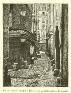 Rue de Glatigny 1865; från ett fotografi av M Marville av French School