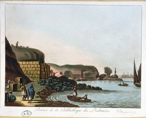 Ruinerna av Ptolemaios bibliotek i Alexandria, Egypten, 1811 av French School