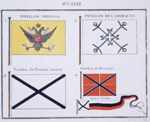 Ryska flaggor, från en fransk flaggbok, c.1819 av French School