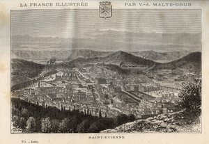 Saint-Etienne (Saint Etienne) - gravyr i "" Frankrike illustree: geografi, historia, statistisk administration"" av V.-A. Malt-brunt. 1884 av French School