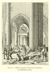 Saint-Germain lAuxerrois förvandlades till en ambulans, 1830 av French School