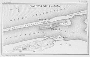 Saint-Louis 1854, illustration från "Le Senegal...", av Louis Leon Faidherbe, 1854 av French School
