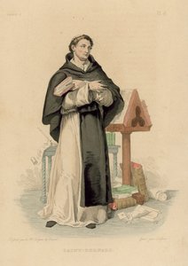 Saint Bernard (färgad gravyr) av French School