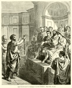 Sankt Paulus före kung Agrippa och drottning Berenice (gravyr) av French School