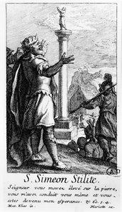 Saint Simeon Stylite på sin kolumn av French School