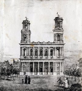 Saint Sulpice Church, Paris - "Alphabet Picturesque des Monuments de Paris" c.1840 (gravyr) av French School