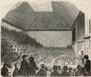 Klassrum på College de France i Paris på 1800-talet - Gravyr i "Tableau-de-Paris" av Edmond Texier 1852 av French School