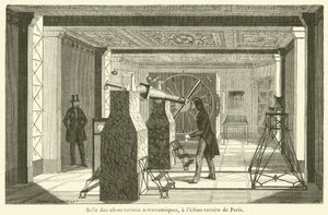 Astronomiskt observationsrum, vid Paris Observatory (gravyr) av French School