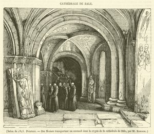 Salongen 1843, Målning, Des Moines transporterar en cercueil i kryptan i Bale-katedralen (gravyr) av French School