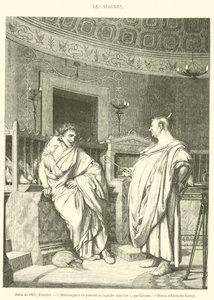 Salong 1861, Målning, Två augur kan inte se på varandra utan att skratta (gravyr) av French School