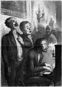 Singer Lounge. Tecknad av Honore Daumier (1808-1879). Gravyr i "" Le Monde Illustré"" nr 290 av 1 november 1862. av French School