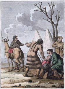 Samoyedes äktenskap, 1811 (färggravyr) av French School
