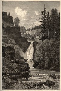 Saut du Doubs (vattenfallsfall) Franche-Comte - gravyr i "" PATRIE"" - PECTURESSE BESKRIVNING AV FRANKRIKE I 6 VOLYER AV LUCIEN HUARD - slutet av 1800-talet av French School
