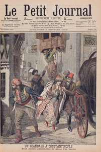 Skandal i Konstantinopel, två unga muslimska damer som flyr från ett harem, illustration från 