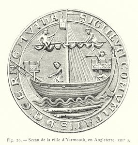 Sigill av staden Yarmouth, England, 1200-talet (gravyr) av French School