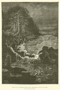Scen från triasperioden (konkylian) (gravyr) av French School