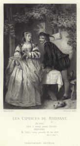 Scen från Les Caprices de Marianne, en pjäs av Alfred de Musset av French School