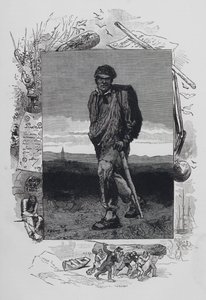 Scen från Les Miserables, av Victor Hugo: Jean Valjean (gravyr) av French School