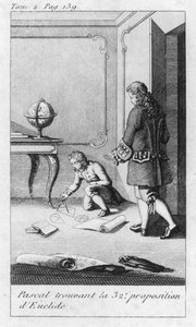 Scen från Blaise Pascals barndom (1623-62) tidigt 1800-tal av French School