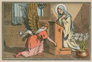 Scen ur Jesu liv (färgad gravyr) av French School