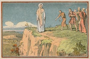 Scen ur Jesu liv (färgad gravyr) av French School