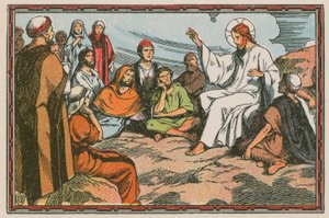 Scen ur Jesu liv (färgad gravyr) av French School