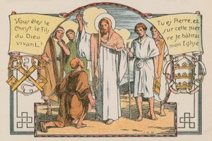 Scen ur Jesu liv (färgad gravyr) av French School