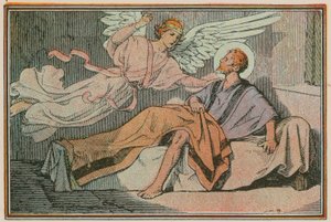 Scen ur Jesu liv (färgad gravyr) av French School