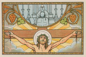 Scen från Jesu liv (färgad gravyr) av French School