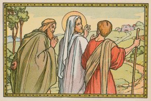 Scen från Jesu liv (färgad gravyr) av French School