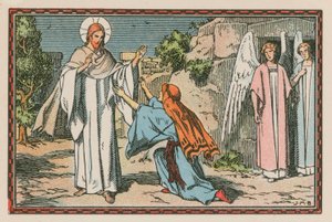 Scen från Jesu liv (färgad gravyr) av French School