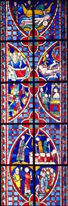 Scen från St. Vincents liv, 1245-7 (målat och målat glas) av French School